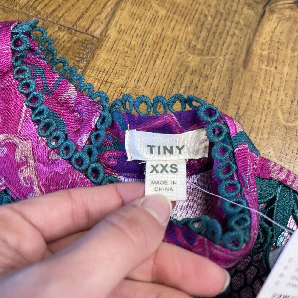 Anthropologie TINY Brenan Flutter Sleeve Top Purple Turquoise Womens XXS NWT - Picture 4 of 8